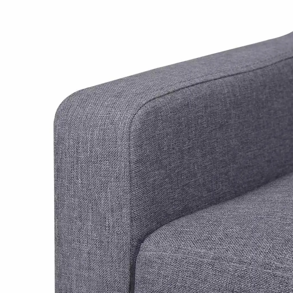 2-Piece Sofa Set Grey Fabric Armchair 2-Seater Foam Padded Solid Wooden Frame