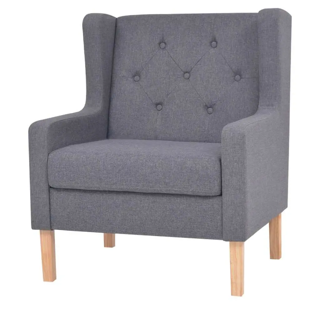 Sofa Set Grey 2 Piece Armchair 3 Seater Upholstered Foam Padded Seating
