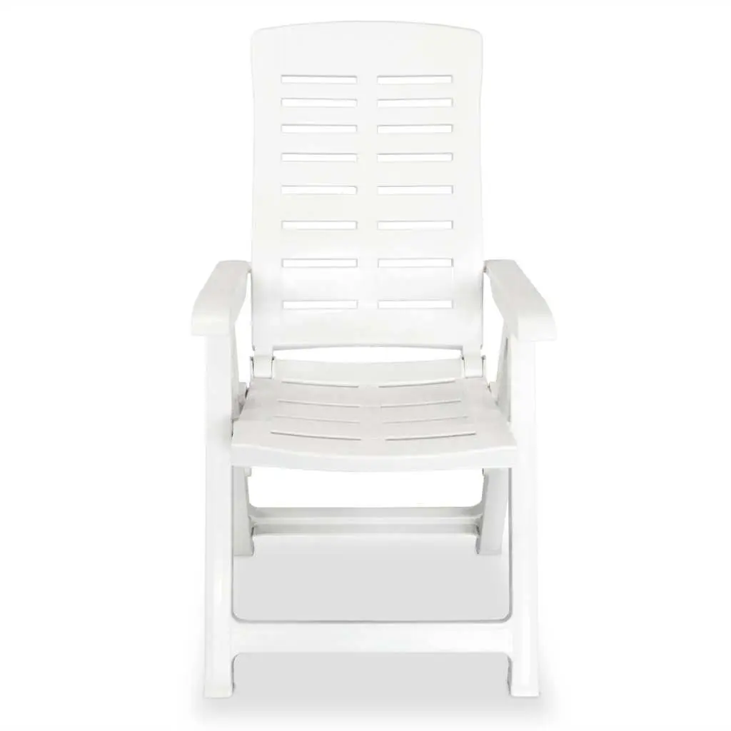 Reclining Garden Chairs Set White 4 Piece Adjustable Backrest Lightweight Folding