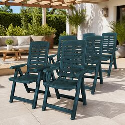 Outdoor Reclining Chairs - 6 Pcs in Green, Easy Setup