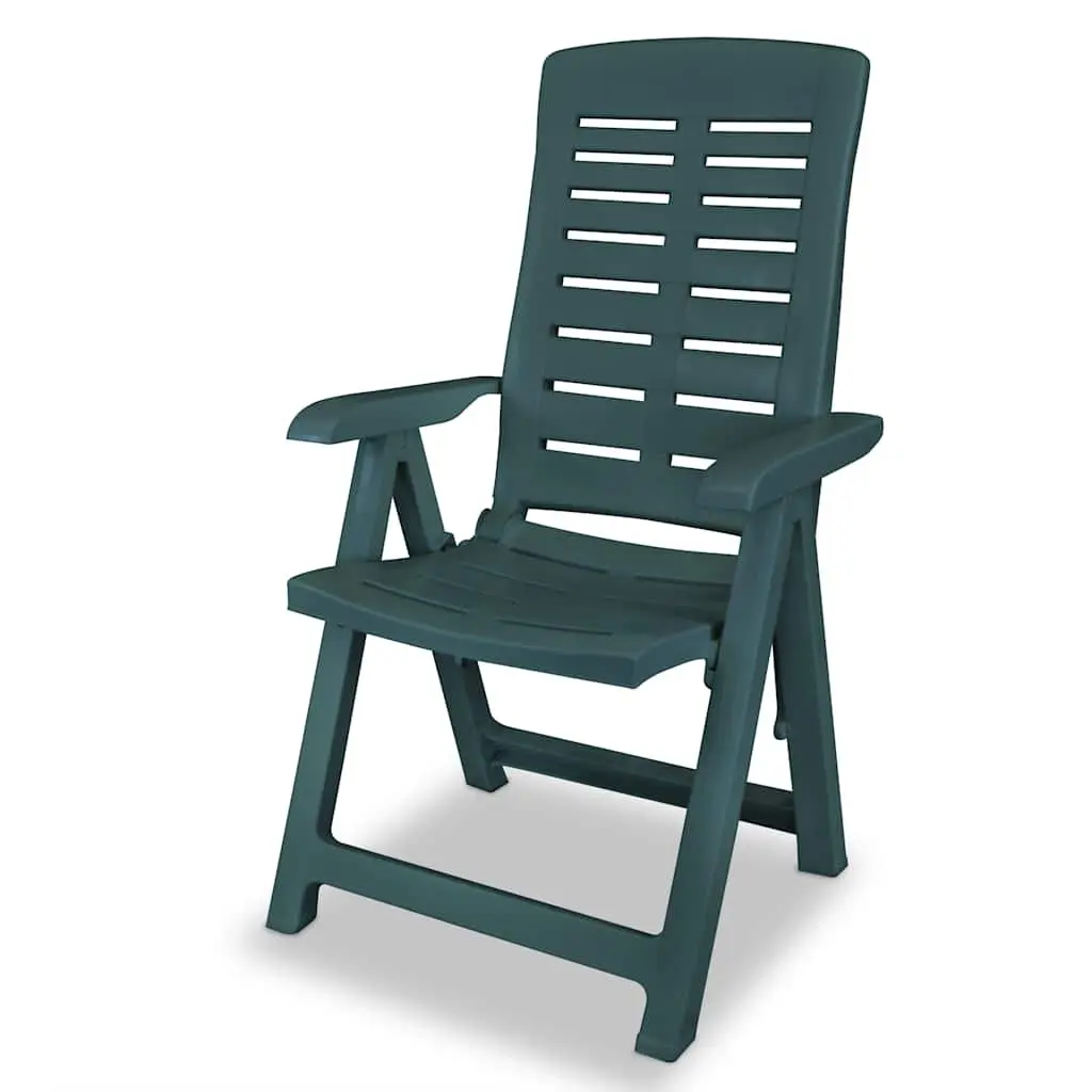 Outdoor Reclining Chairs Set Green Foldable 6 Piece Weather-Resistant Lightweight 4-Position Adjustable Comfort