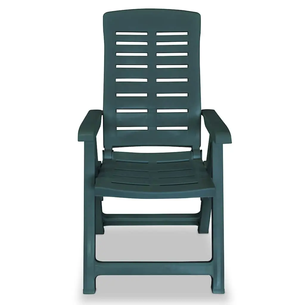 Outdoor Reclining Chairs Set Green Foldable 6 Piece Weather-Resistant Lightweight 4-Position Adjustable Comfort