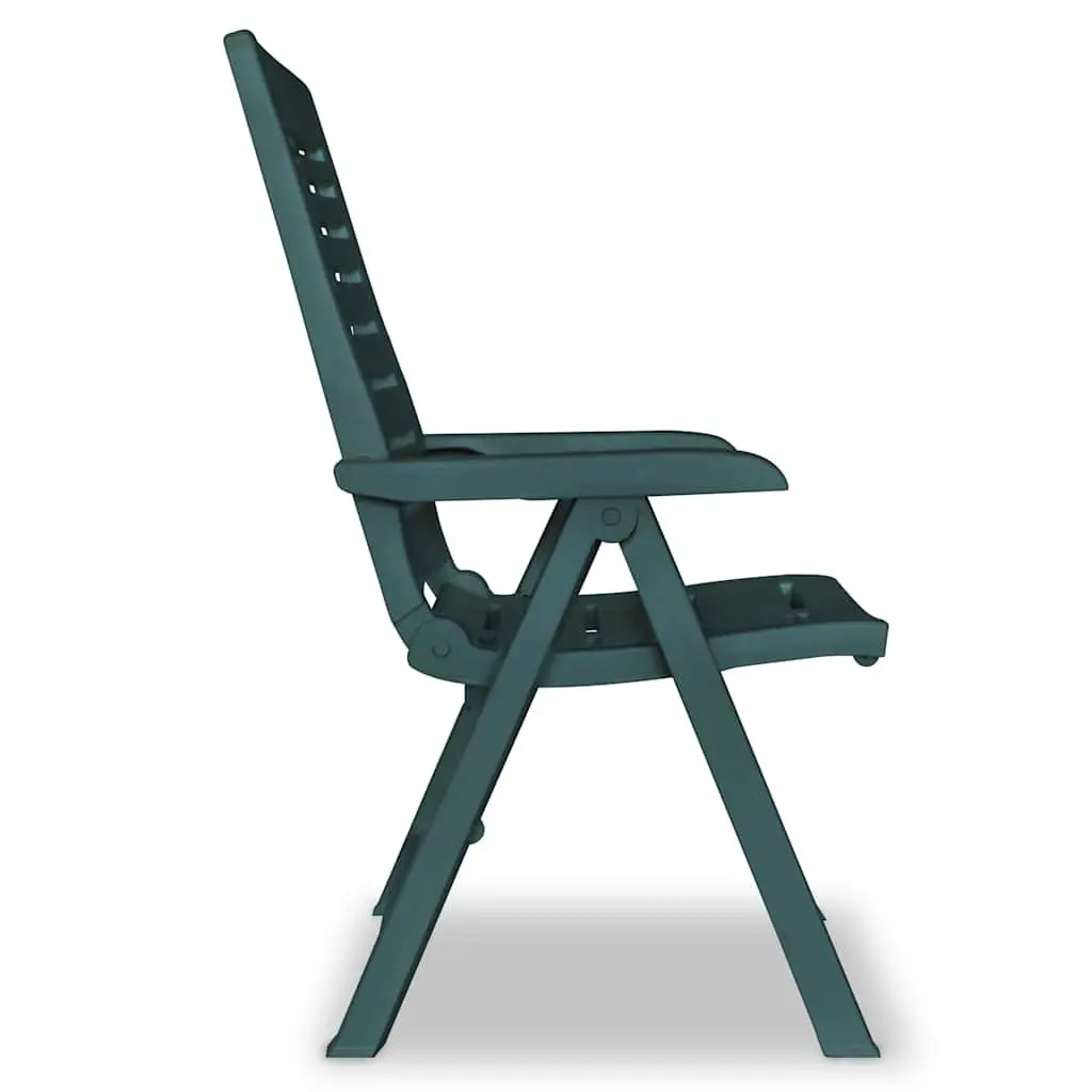Outdoor Reclining Chairs Set Green Foldable 6 Piece Weather-Resistant Lightweight 4-Position Adjustable Comfort