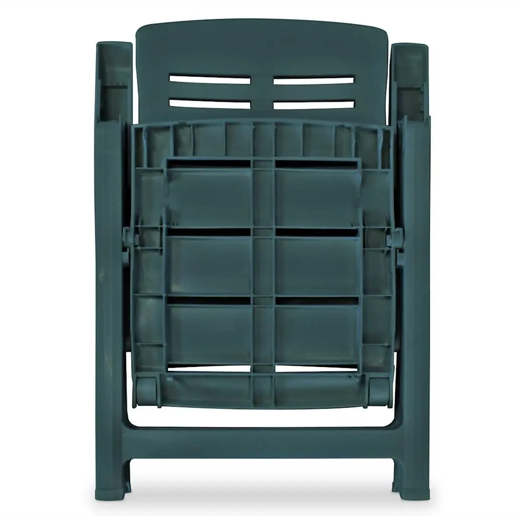 Outdoor Reclining Chairs Set Green Foldable 6 Piece Weather-Resistant Lightweight 4-Position Adjustable Comfort