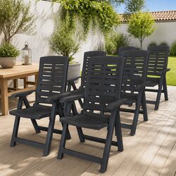 Set of 6 Outdoor Chairs with 4 Reclining Positions