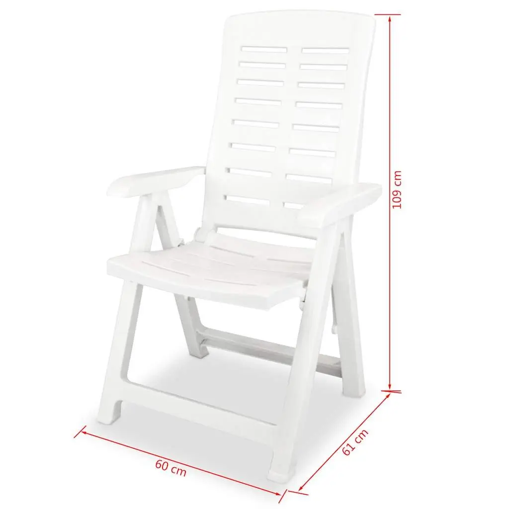 3 Piece Outdoor Bistro Set White Folding Chairs Table with Umbrella Hole
