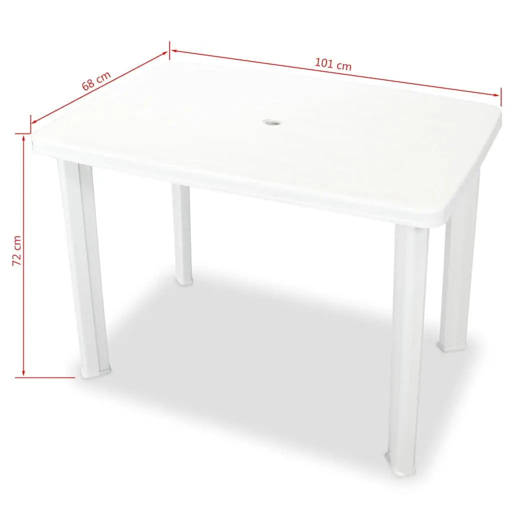 3 Piece Outdoor Bistro Set White Folding Chairs Table with Umbrella Hole