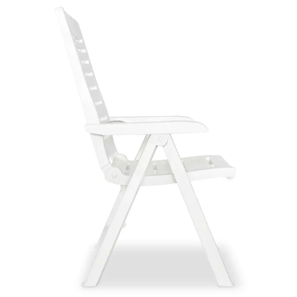 Outdoor Dining Set White 5 Piece Folding Reclining Table Chairs