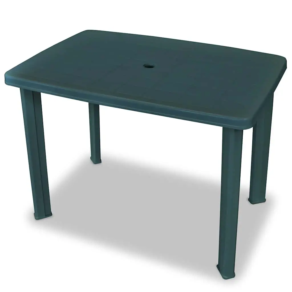 3 Piece Outdoor Bistro Set Green Table with Umbrella Hole 2 Folding Chairs Weather Resistant