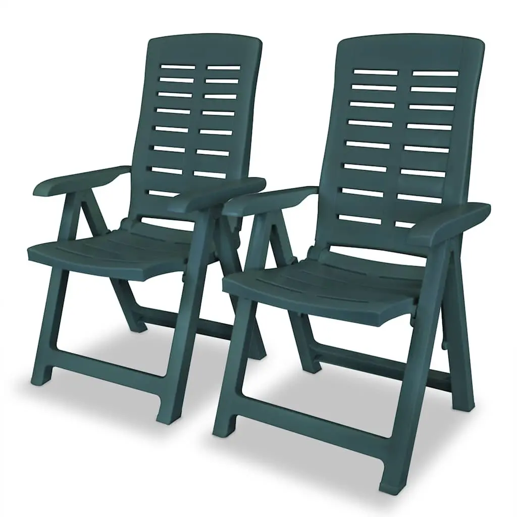 3 Piece Outdoor Bistro Set Green Table with Umbrella Hole 2 Folding Chairs Weather Resistant