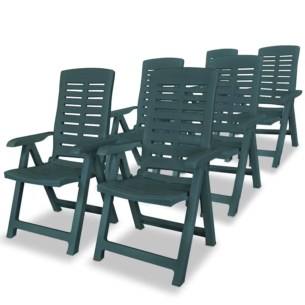 Outdoor Dining Set Green 7 Piece Weather-resistant Table with Umbrella Hole and Folding Chairs