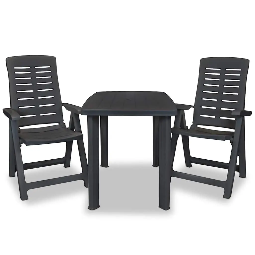 Bistro Set Anthracite 3 Piece Outdoor Dining Table and Folding Chairs Weather-resistant