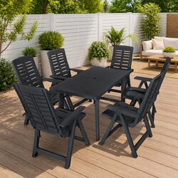 7-Piece Outdoor Dining Set with Chairs and Umbrella Hole