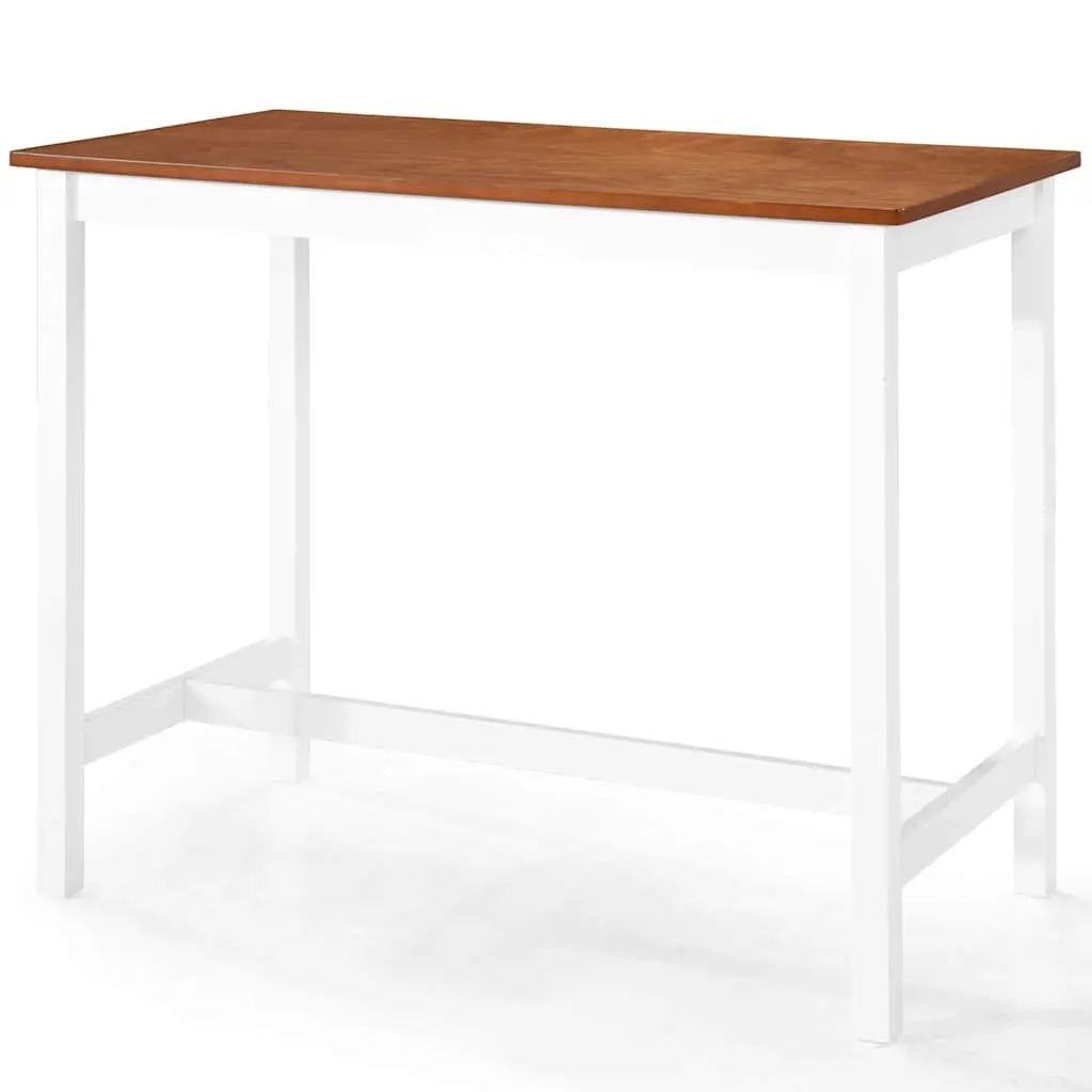 Bar Table and Stool Set Brown 5 Piece Solid Wood Kitchen Dining Furniture