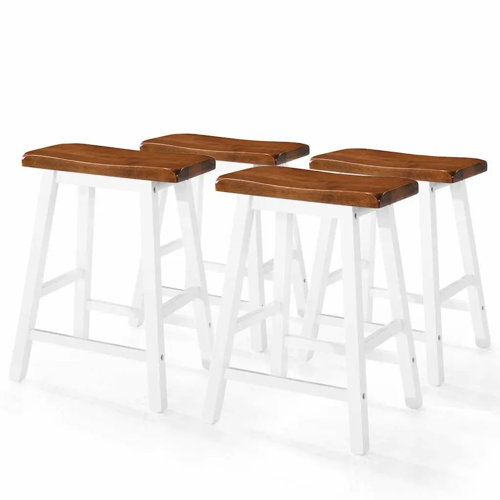Bar Table and Stool Set Brown 5 Piece Solid Wood Kitchen Dining Furniture