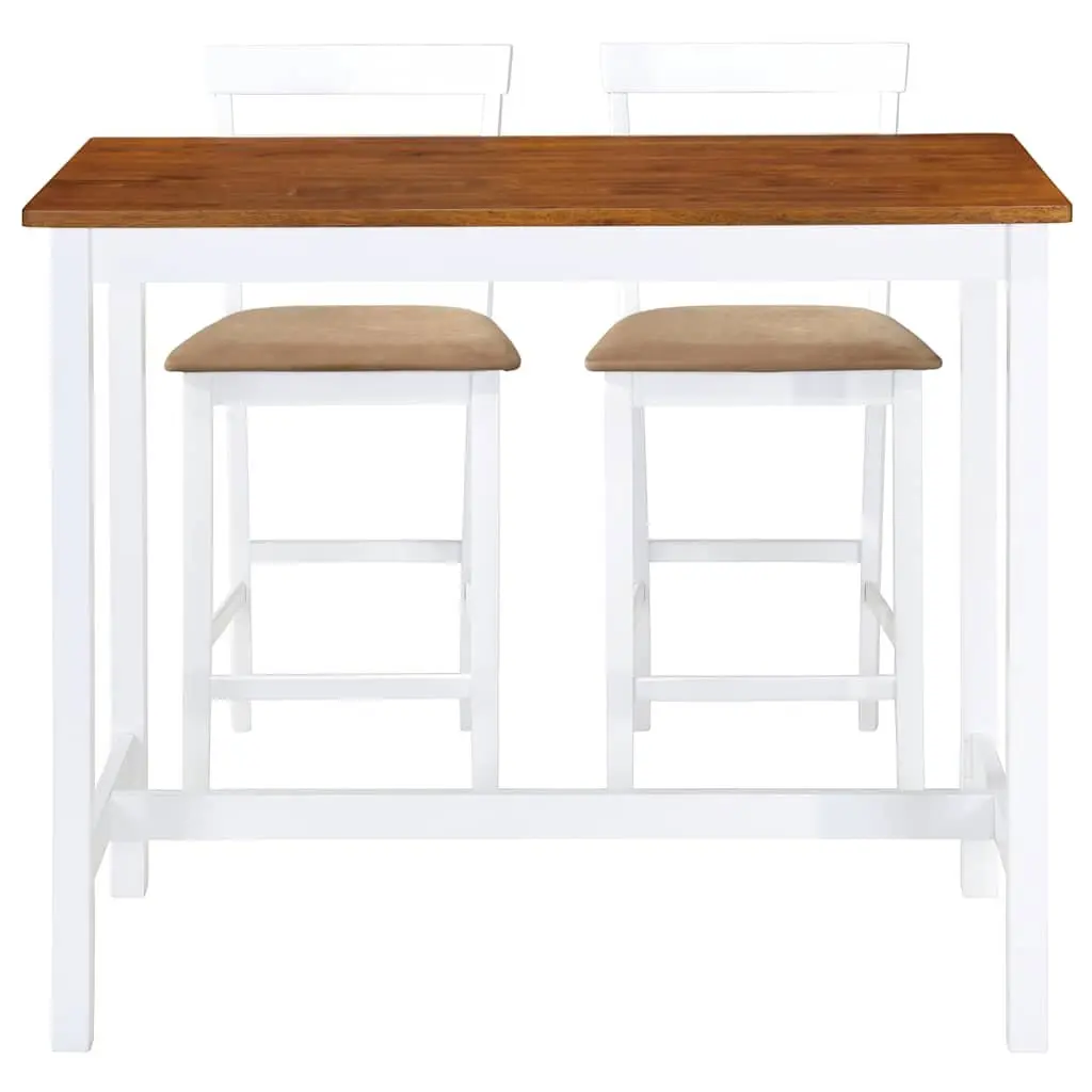 Bar Table and Stool Set Dark Brown 3 Pieces MDF Wood Foam Padded Seating