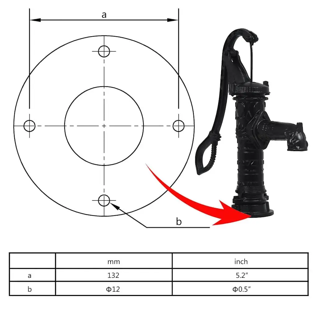 Hand Operated Garden Water Pump Black Cast Iron Stand 38 mm Female Fitting