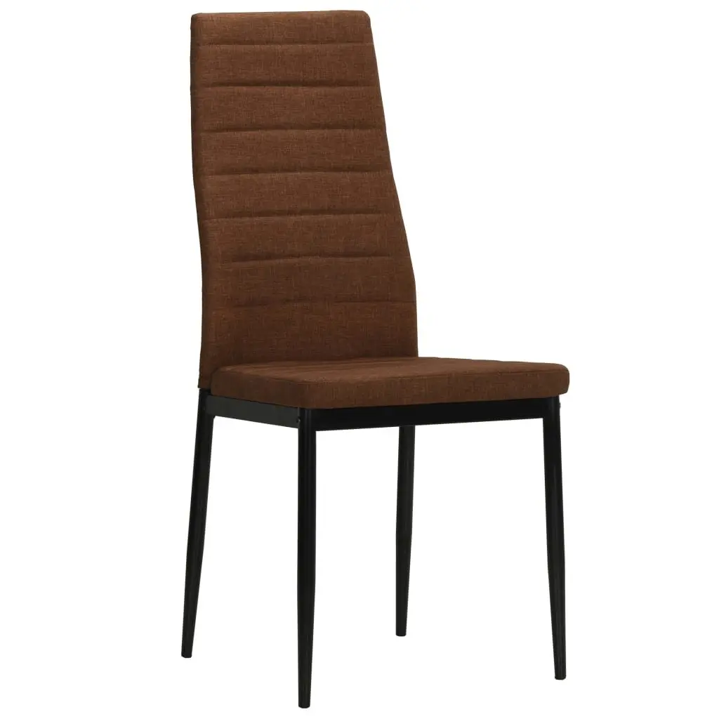 Dining Chairs Set 6 pcs Brown Fabric Kitchen Room Seats Padded Backrest