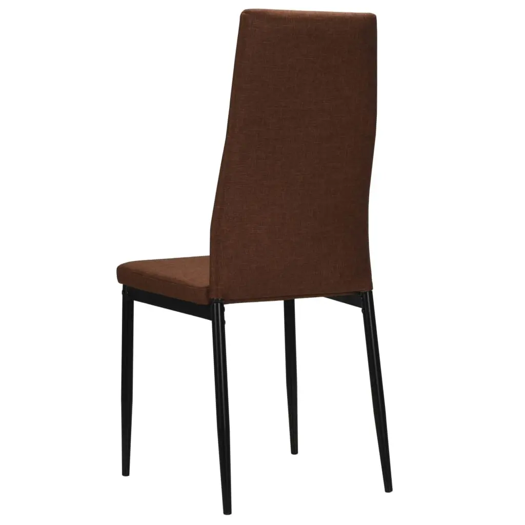 Dining Chairs Set 6 pcs Brown Fabric Kitchen Room Seats Padded Backrest