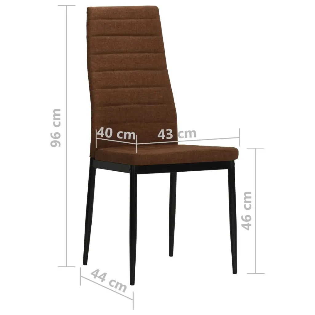 Dining Chairs Set 6 pcs Brown Fabric Kitchen Room Seats Padded Backrest