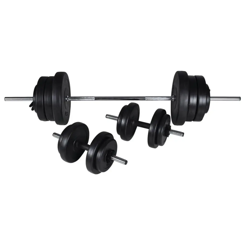 Workout Bench Black Adjustable Backrest Barbell Dumbbell Weight Plates Set 60.5kg