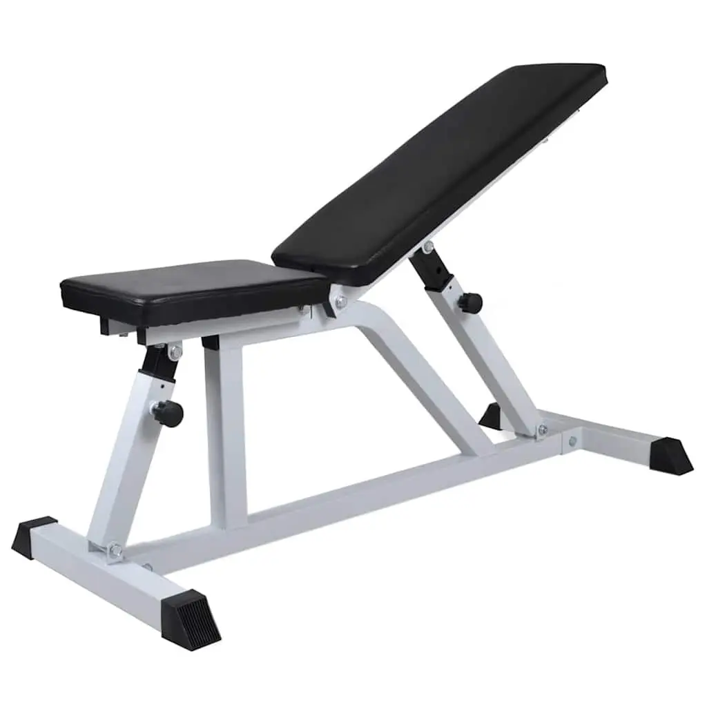 Adjustable Weight Bench White Multifunctional Home Gym Equipment with Barbell Dumbbell Set 30.5kg