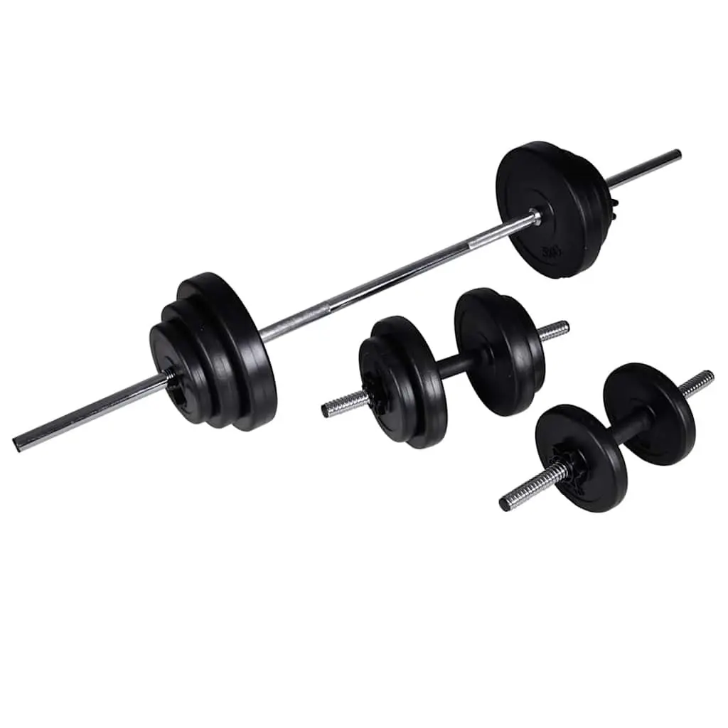 Adjustable Weight Bench White Multifunctional Home Gym Equipment with Barbell Dumbbell Set 30.5kg