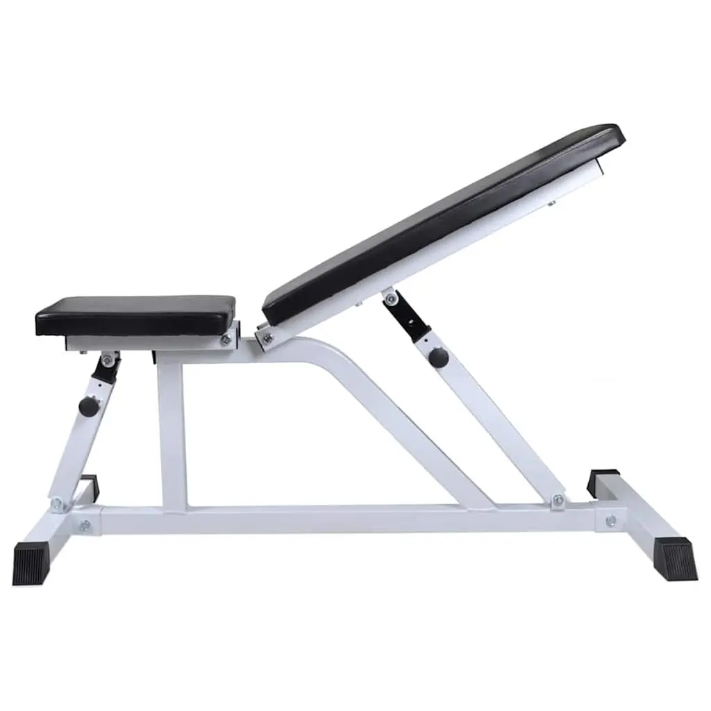 Adjustable Weight Bench White Multifunctional Home Gym Equipment with Barbell Dumbbell Set 30.5kg