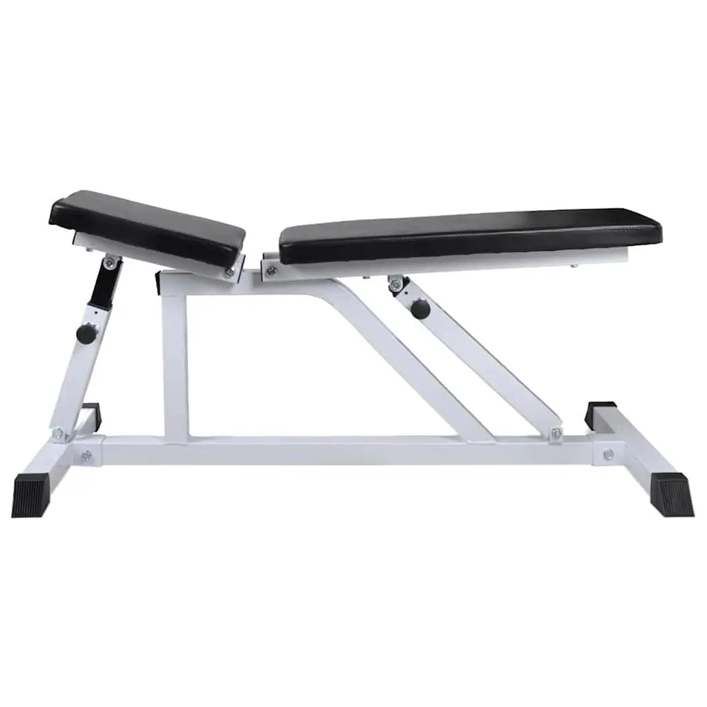 Adjustable Weight Bench White Multifunctional Home Gym Equipment with Barbell Dumbbell Set 30.5kg