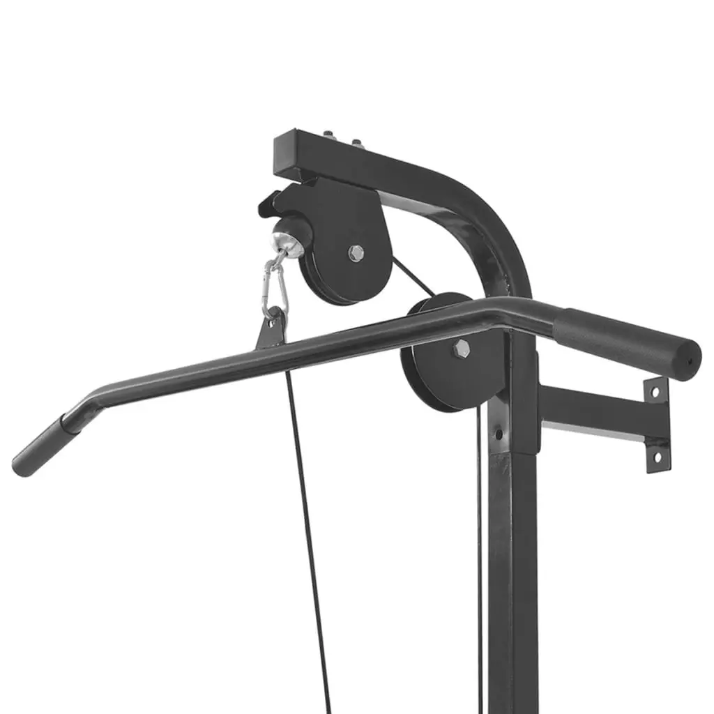 Wall-mounted Power Tower Black Strength Training Lat Pull-down Cable Machine