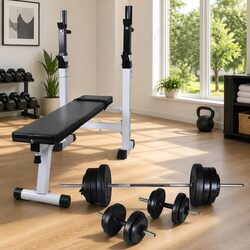 Workout Bench with Integrated Weight Rack