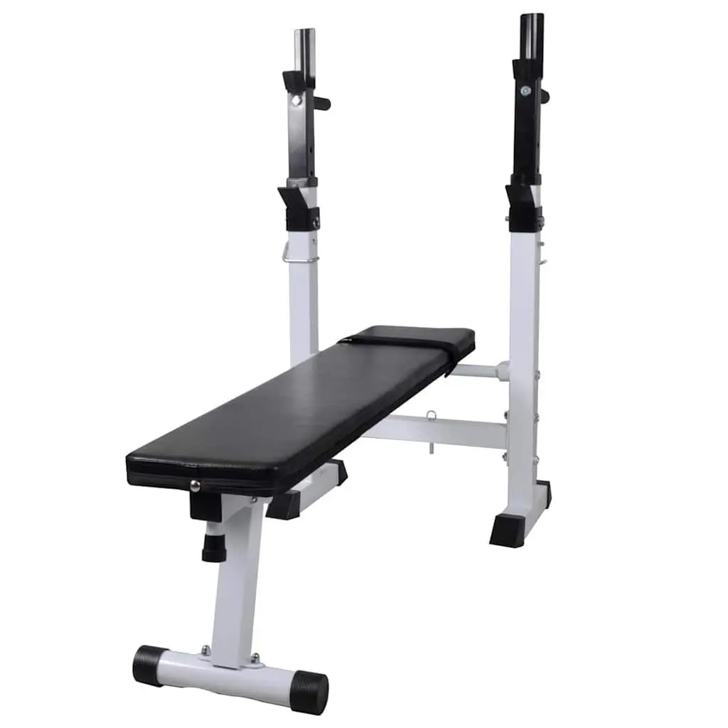 Adjustable Workout Bench Black Steel Frame with Incline Positions and Integrated Weight Rack for Home Gym Fitness Training