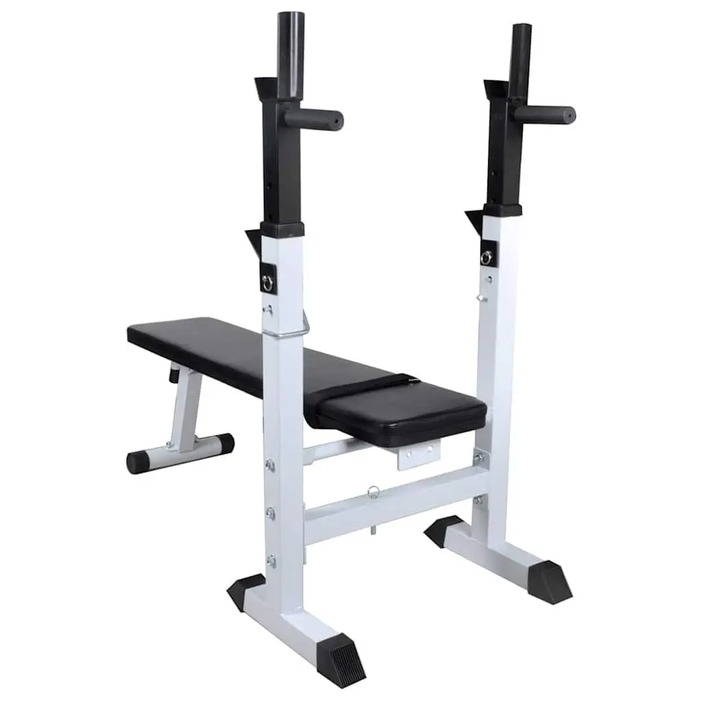 Adjustable Workout Bench Black Steel Frame with Incline Positions and Integrated Weight Rack for Home Gym Fitness Training