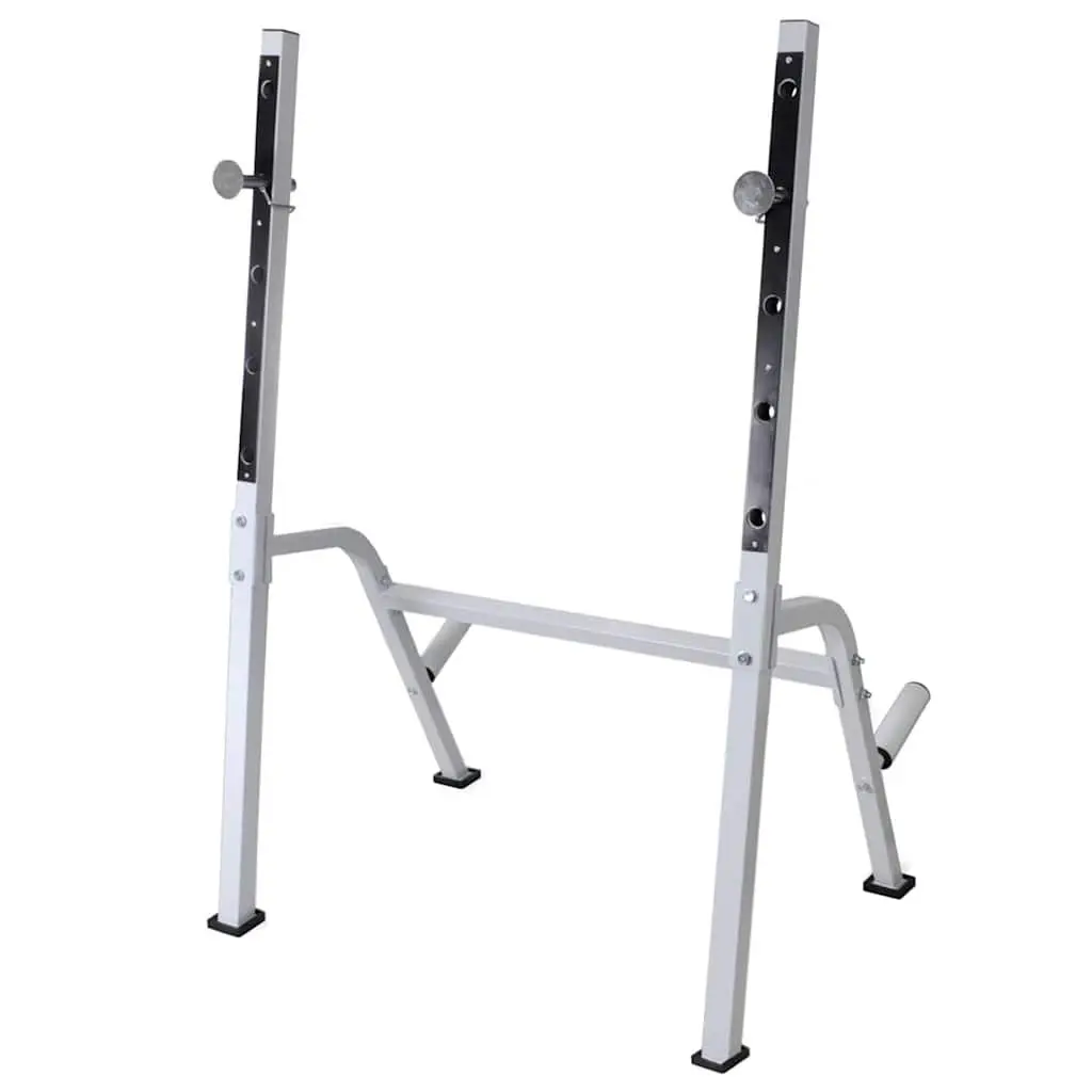 Adjustable Workout Bench Black Strength Training Equipment with Barbell and Dumbbell Weight Set
