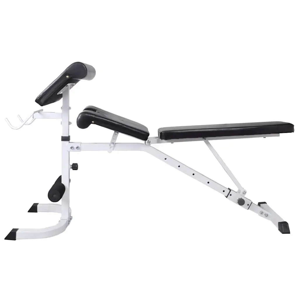 Adjustable Workout Bench Black Strength Training Equipment with Barbell and Dumbbell Weight Set
