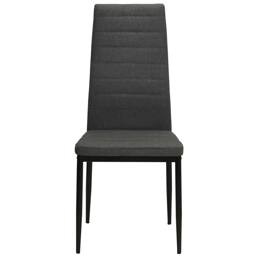 Dining Chairs Set 6 pcs Grey Fabric Kitchen Room Seat Padded Backrest