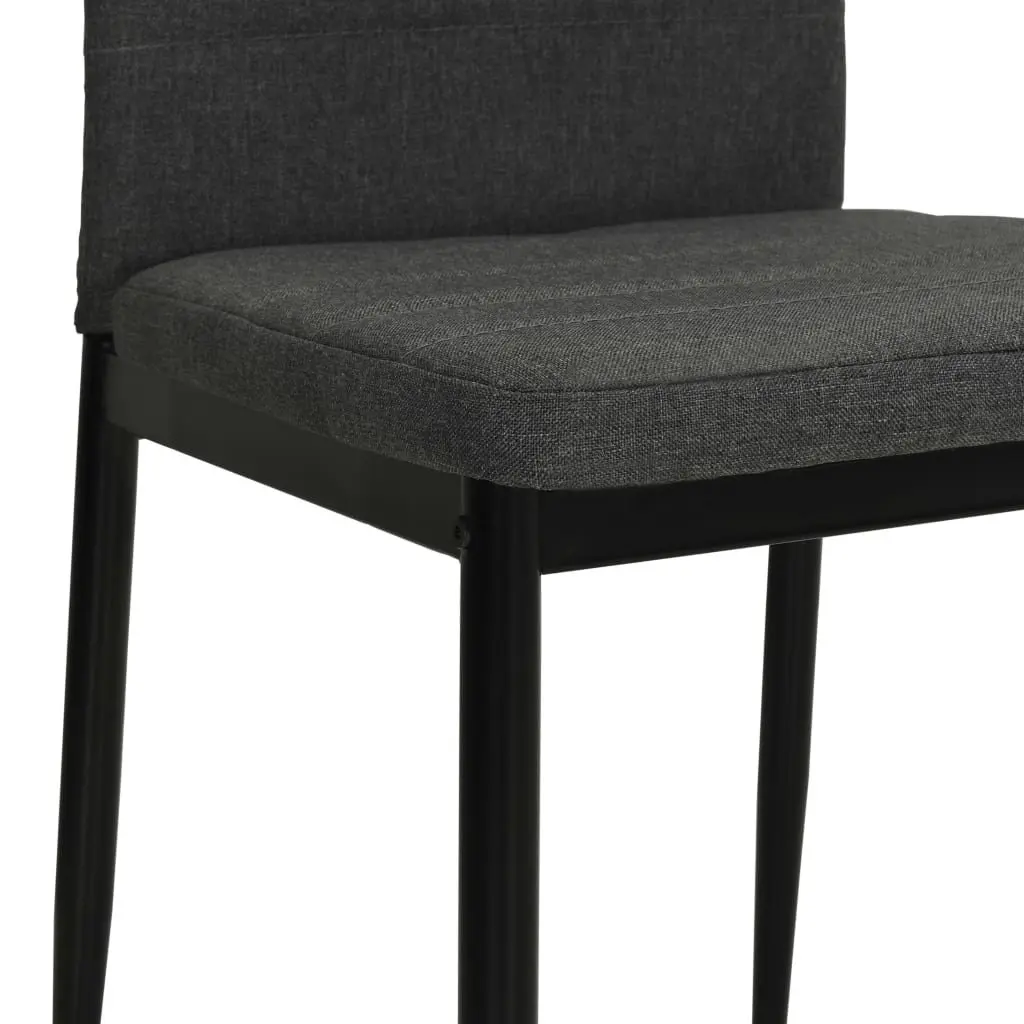Dining Chairs Set 6 pcs Grey Fabric Kitchen Room Seat Padded Backrest