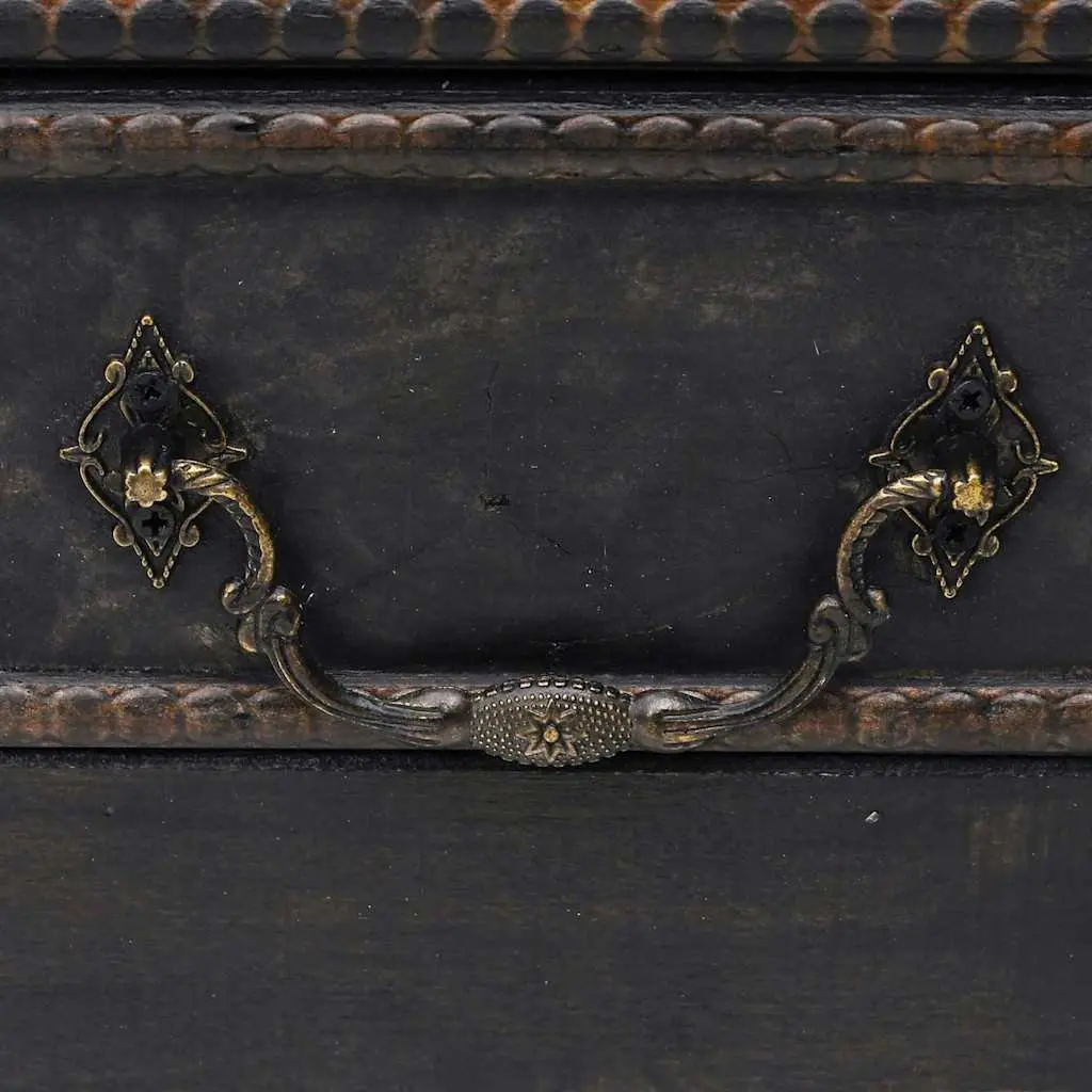 Storage Chest Wooden Treasure Box Black Vintage Retro Design Coffee Table