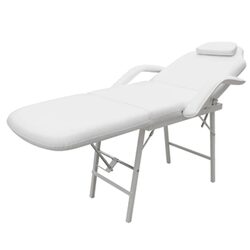 Compact White Facial Bed for Massage and Cosmetic Use