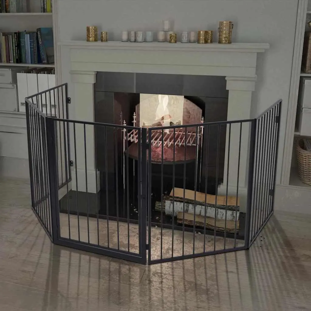 Black Steel Fireplace Safety Fence for Pets
