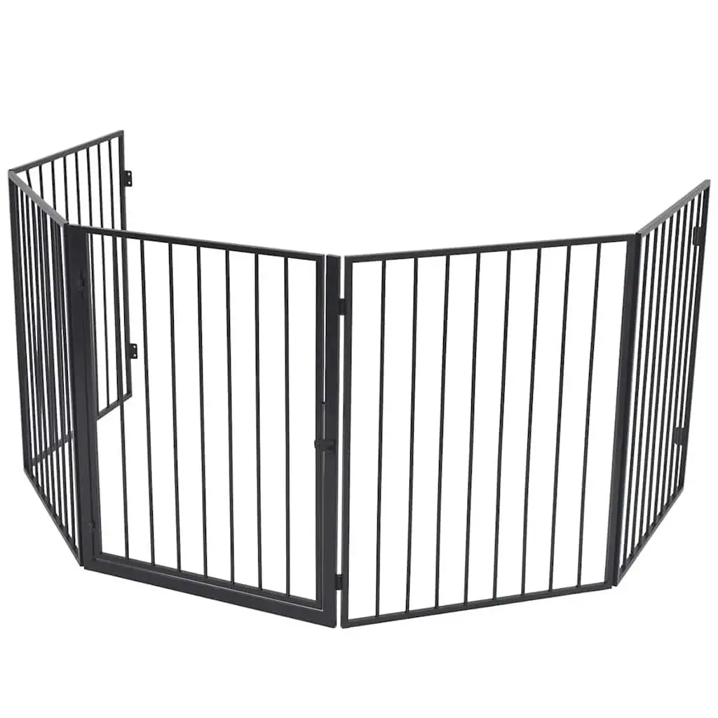 Black Steel Fireplace Safety Fence for Pets