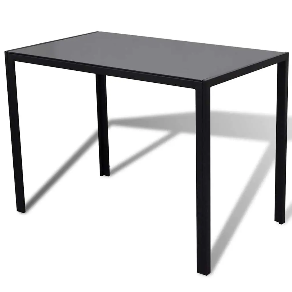 Dining Set 5 Pieces Black Modern Kitchen Table 4 Chairs Artificial Leather