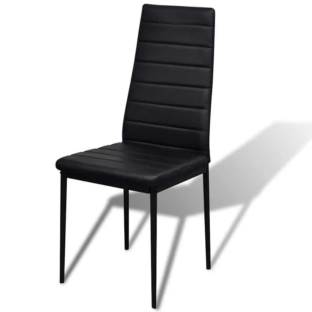 Dining Set 5 Pieces Black Modern Kitchen Table 4 Chairs Artificial Leather