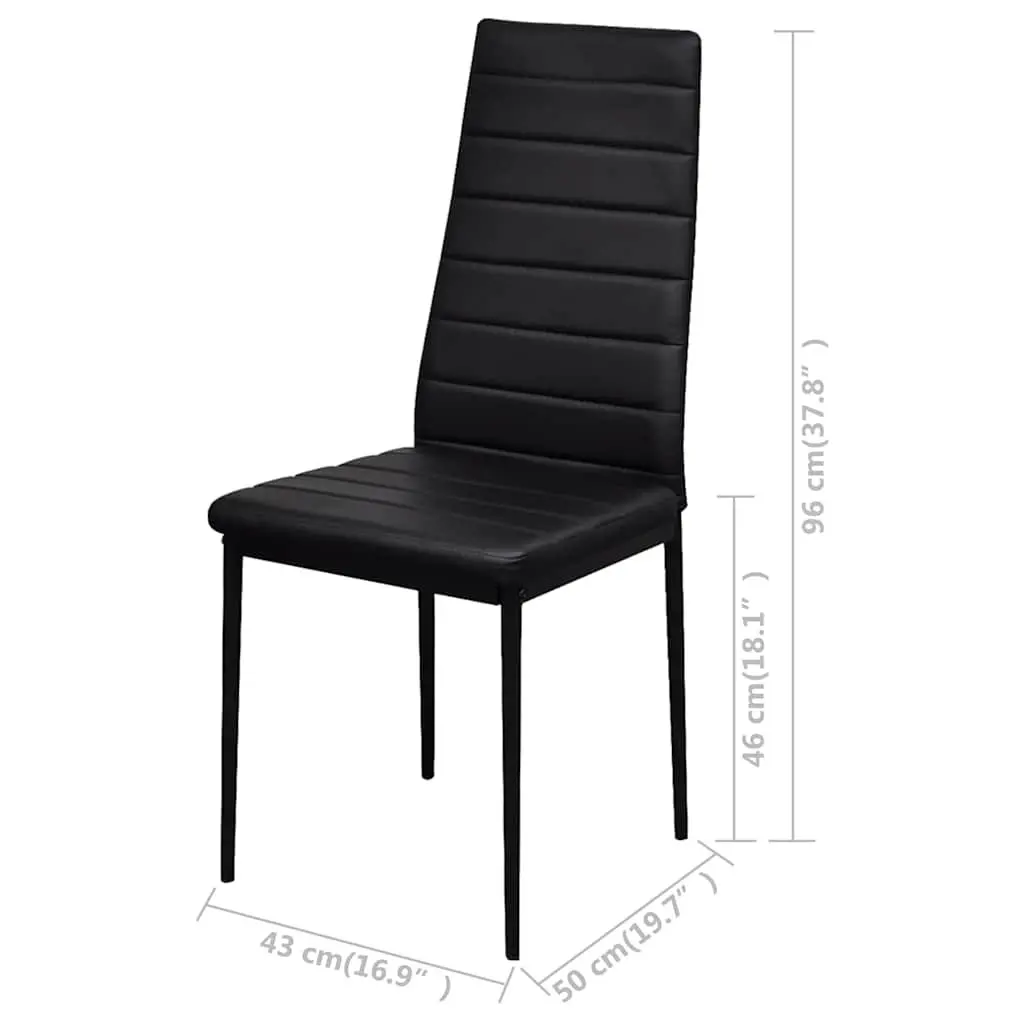 Dining Set 5 Pieces Black Modern Kitchen Table 4 Chairs Artificial Leather