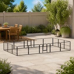 Compact and Strong 16-Panel Dog Playpen for Active Pets