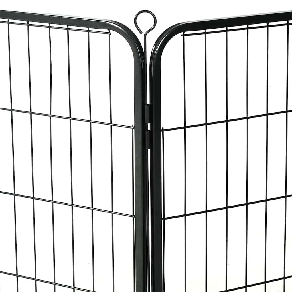 Dog Playpen Black 16 Panels Steel Outdoor Indoor Exercise Enclosure