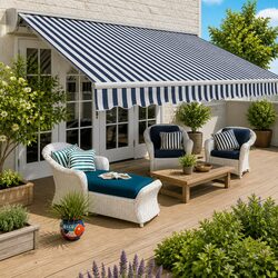 Folding Awning 300cm: Outdoor Shade Solution in Blue White