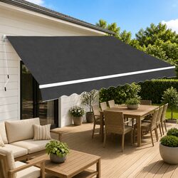 Folding Manual Awning 500cm Outdoor Patio Garden Window Door Shade Anthracite