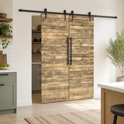 Sliding Door Hardware Kit 2x183cm Steel Track Rail Roller Barn Door System