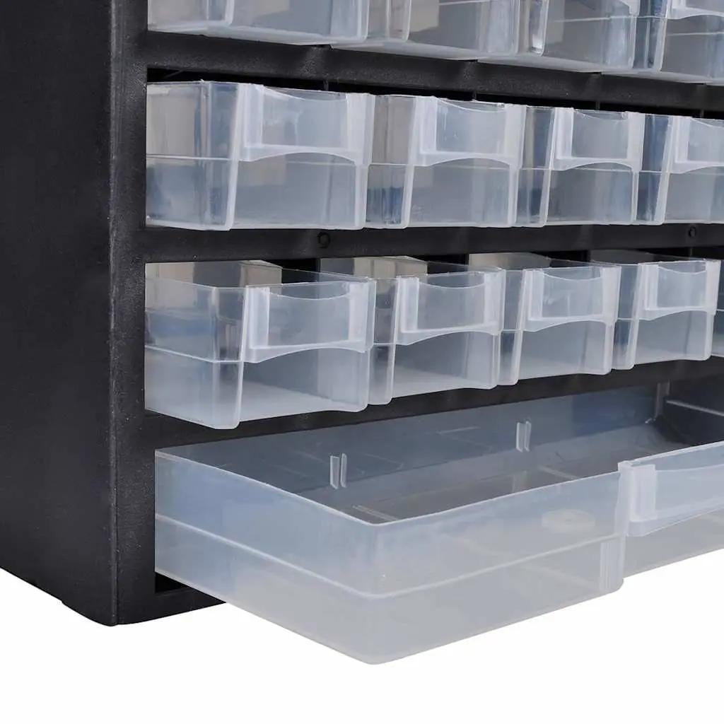 41-Drawer Plastic Tool Storage Cabinet Black 2 Pieces